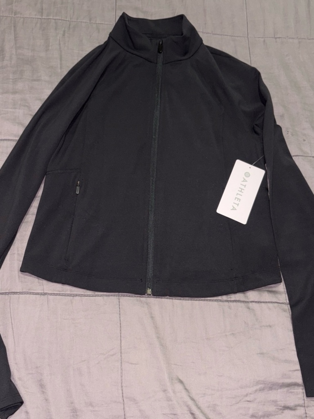 Athleta Black Full-Zip Bomber Jacket